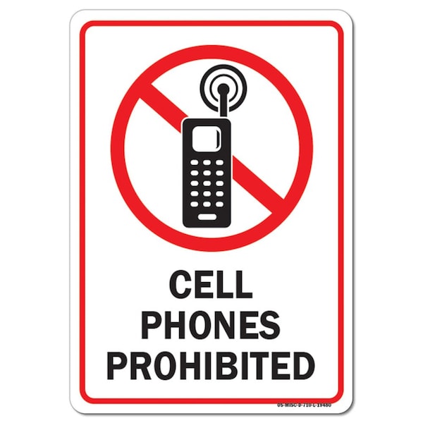OSHA, 3.5" Height, Decal, 5" x 3.5", Landscape, PK10, Cell Phones Prohibited